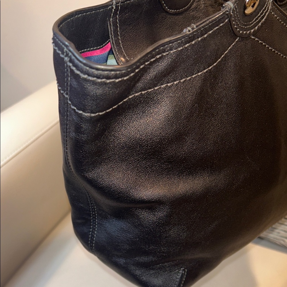 Coach Legacy Stripe Bleeker Black Leather Tote - Picture 15 of 17